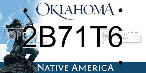 2B71T6 Oklahoma License Plate