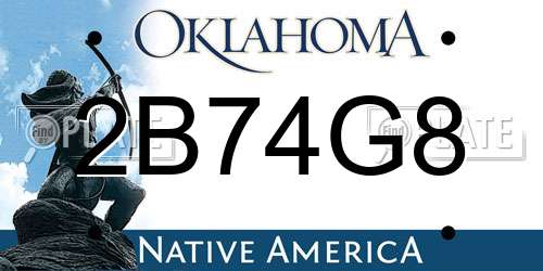 2B74G8 Oklahoma License Plate