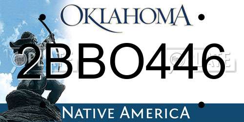 2BBO446 Oklahoma License Plate
