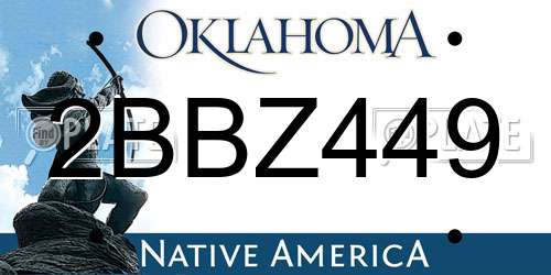 2BBZ449 Oklahoma License Plate