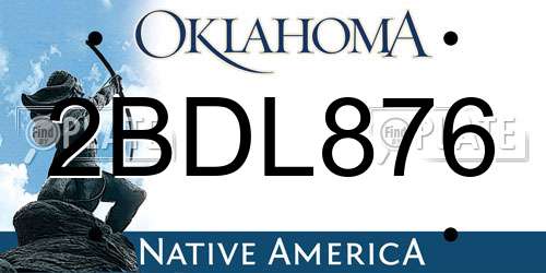 2BDL876 Oklahoma License Plate