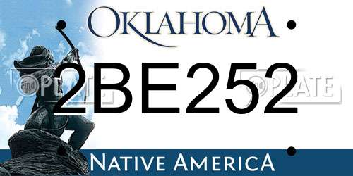 2BE252 Oklahoma License Plate