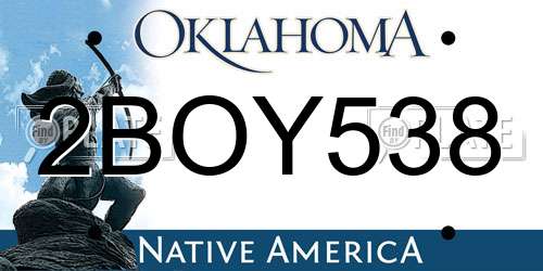 2BOY538 Oklahoma License Plate
