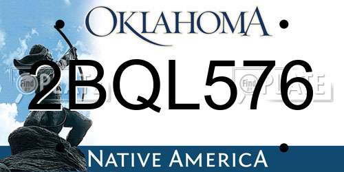 2BQL576 Oklahoma License Plate