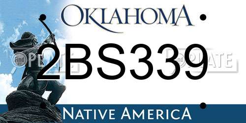 2BS339 Oklahoma License Plate