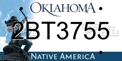 2BT3755 Oklahoma License Plate
