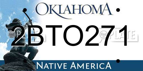 2BTO271 Oklahoma License Plate