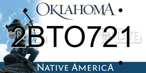 2BTO721 Oklahoma License Plate