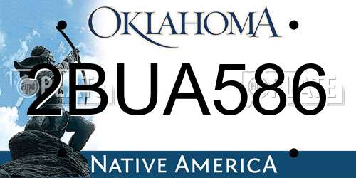 2BUA586 Oklahoma License Plate
