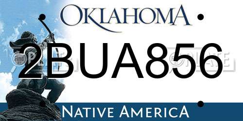 2BUA856 Oklahoma License Plate