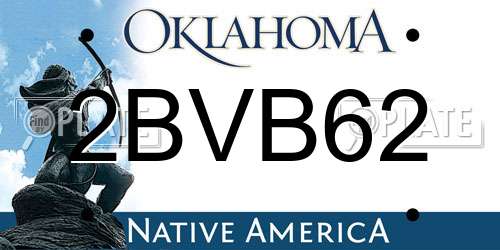 2BVB62 Oklahoma License Plate