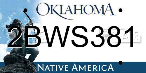 2BWS381 Oklahoma License Plate