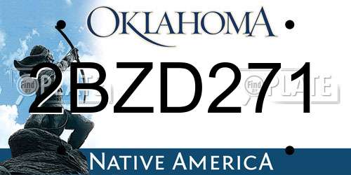 2BZD271 Oklahoma License Plate