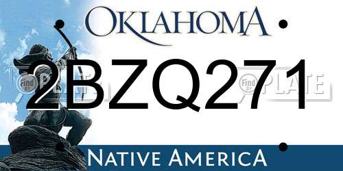 2BZQ271 Oklahoma License Plate