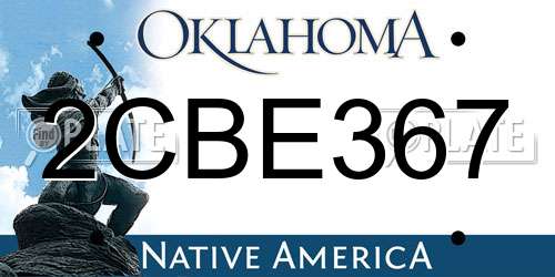 2CBE367 Oklahoma License Plate