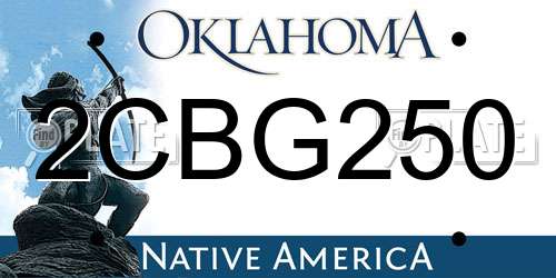 2CBG250 Oklahoma License Plate