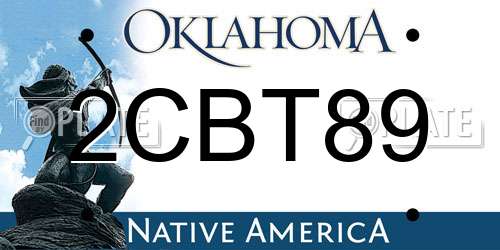 2CBT89 Oklahoma License Plate