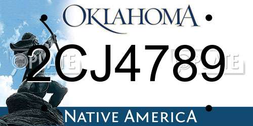 2CJ4789 Oklahoma License Plate