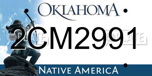 2CM2991 Oklahoma License Plate
