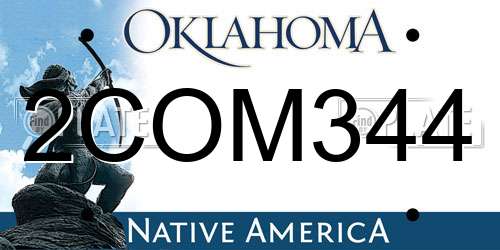 2COM344 Oklahoma License Plate