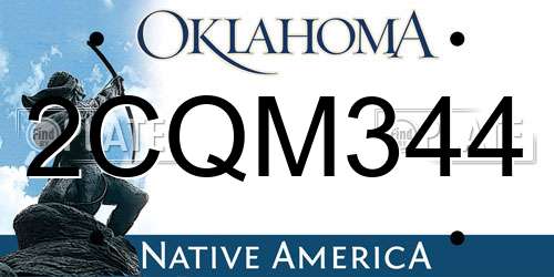 2CQM344 Oklahoma License Plate
