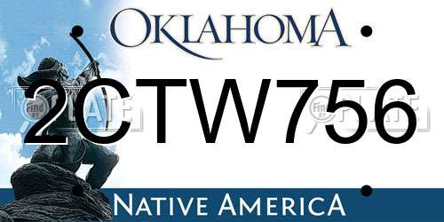 2CTW756 Oklahoma License Plate