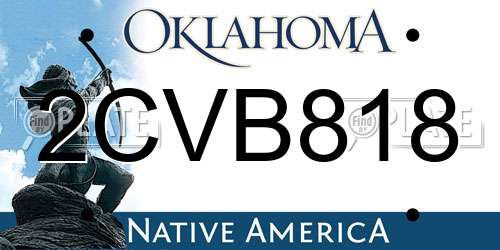 2CVB818 Oklahoma License Plate