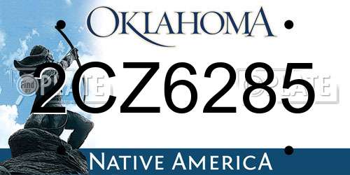 2CZ6285 Oklahoma License Plate