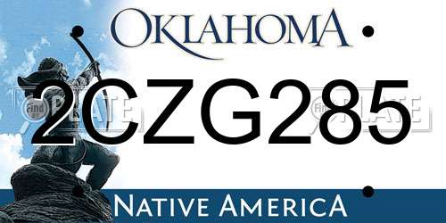 2CZG285 Oklahoma License Plate