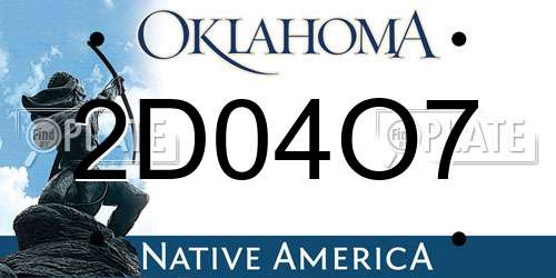2D04O7 Oklahoma License Plate