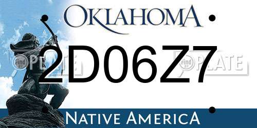 2D06Z7 Oklahoma License Plate