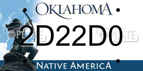 2D22D0 Oklahoma License Plate