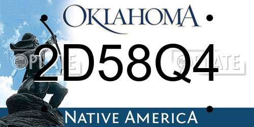 2D58Q4 Oklahoma License Plate