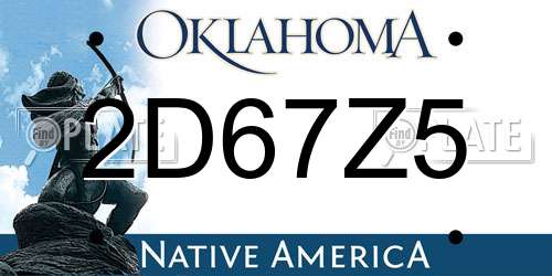 2D67Z5 Oklahoma License Plate