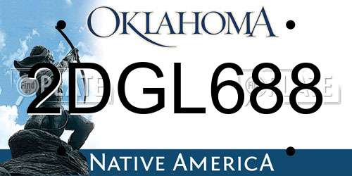 2DGL688 Oklahoma License Plate