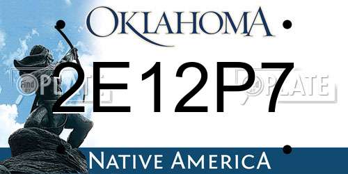 2E12P7 Oklahoma License Plate