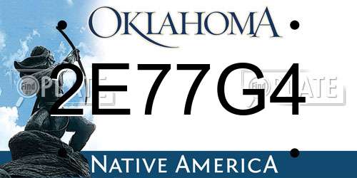 2E77G4 Oklahoma License Plate