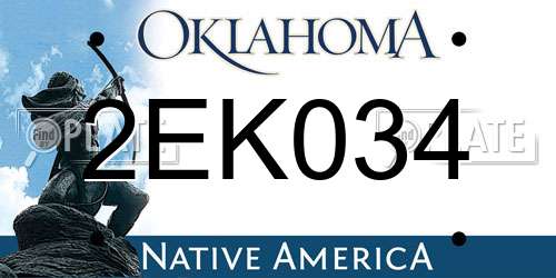 2EK034 Oklahoma License Plate
