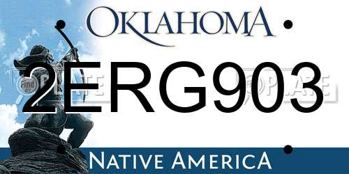 2ERG903 Oklahoma License Plate