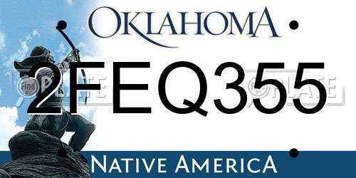 2FEQ355 Oklahoma License Plate
