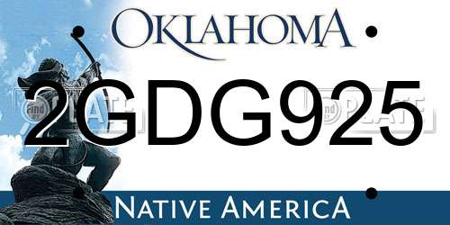 2GDG925 Oklahoma License Plate