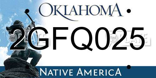 2GFQ025 Oklahoma License Plate