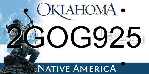 2GOG925 Oklahoma License Plate