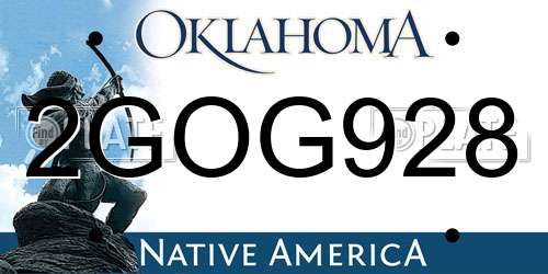 2GOG928 Oklahoma License Plate
