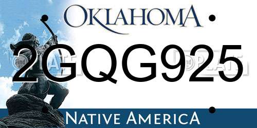 2GQG925 Oklahoma License Plate