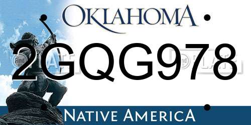 2GQG978 Oklahoma License Plate