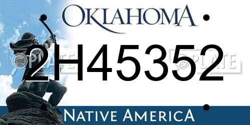 2H45352 Oklahoma License Plate