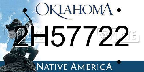 2H57722 Oklahoma License Plate
