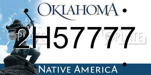 2H57777 Oklahoma License Plate