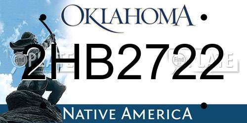 2HB2722 Oklahoma License Plate